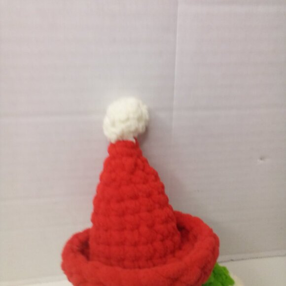 Crochet Gnome Elf Christmas Red Green 8" Handmade - Picture 12 of 14